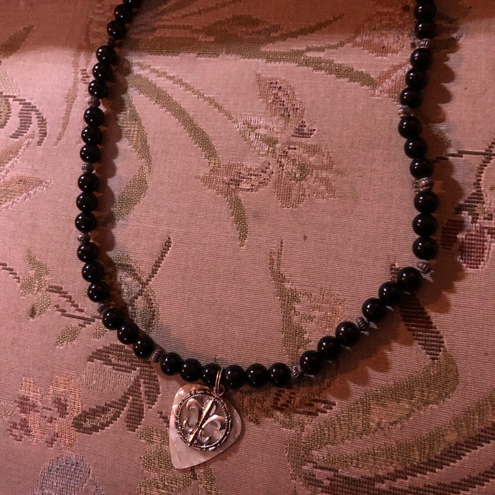Unique Fender Guitar Pick Onyx Necklace- 533 $25 or $20 w/offer
